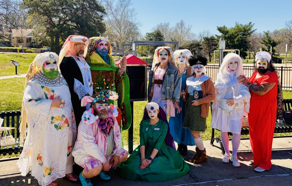 The City of Fountains Sisters gathered around the new book house, Easter 2026